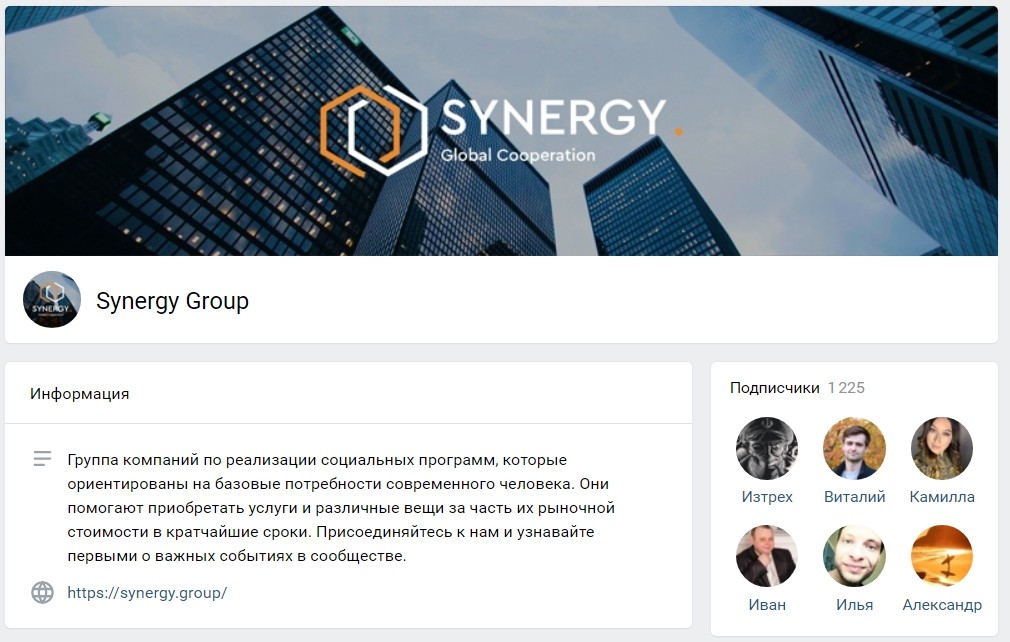 Группа в ВК Synergy Group