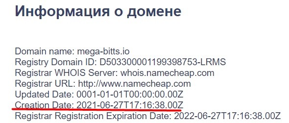 Информация о домене