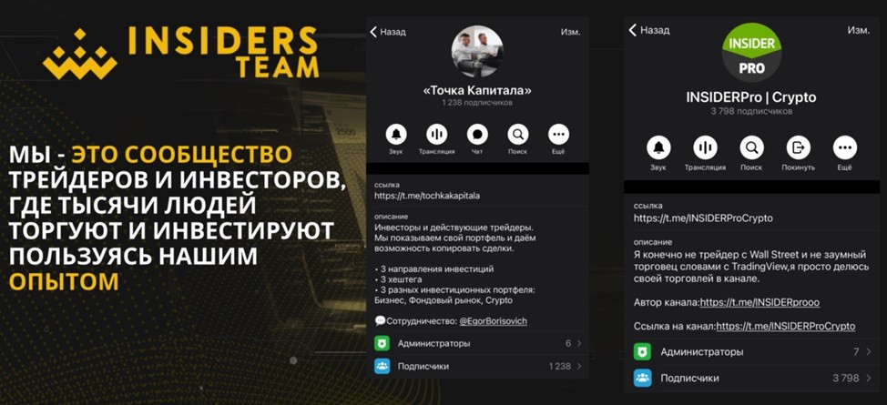 Insiders Team – это совокупность двух телеграмм сообществ