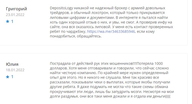 Отзывы клиентов о брокере Depositology