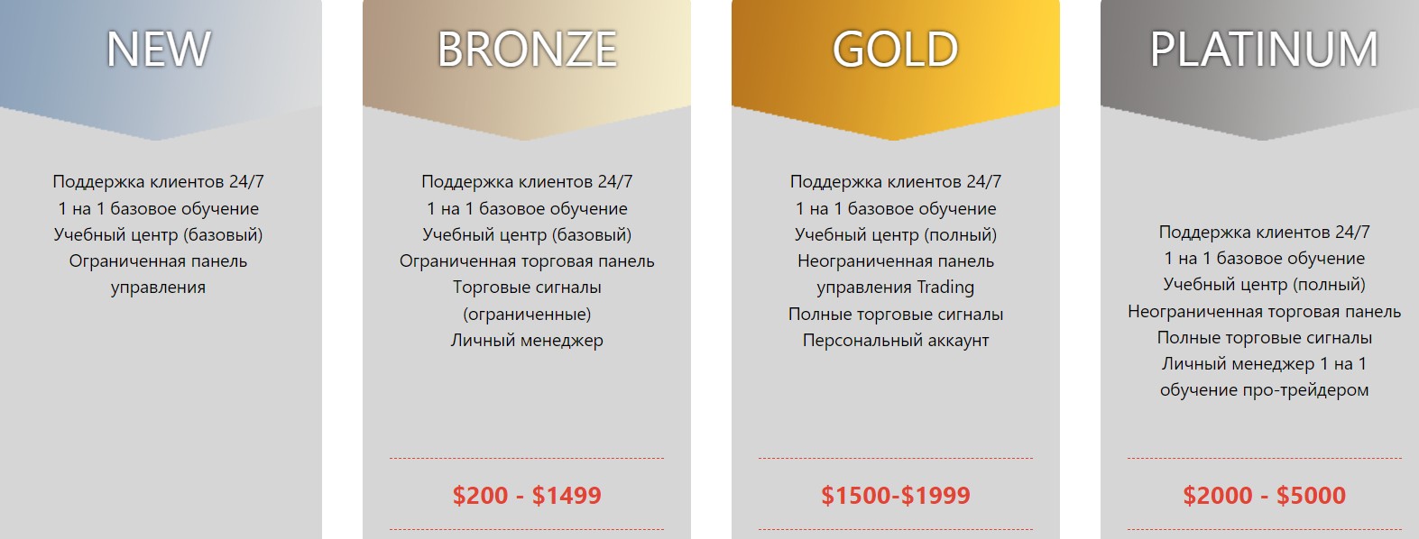 Finoption типы счетов