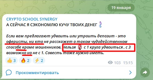 Телеграмм канал CRYPTO SCHOOL SYNERGY