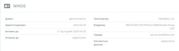 Gecruxinvest.io данные сайта